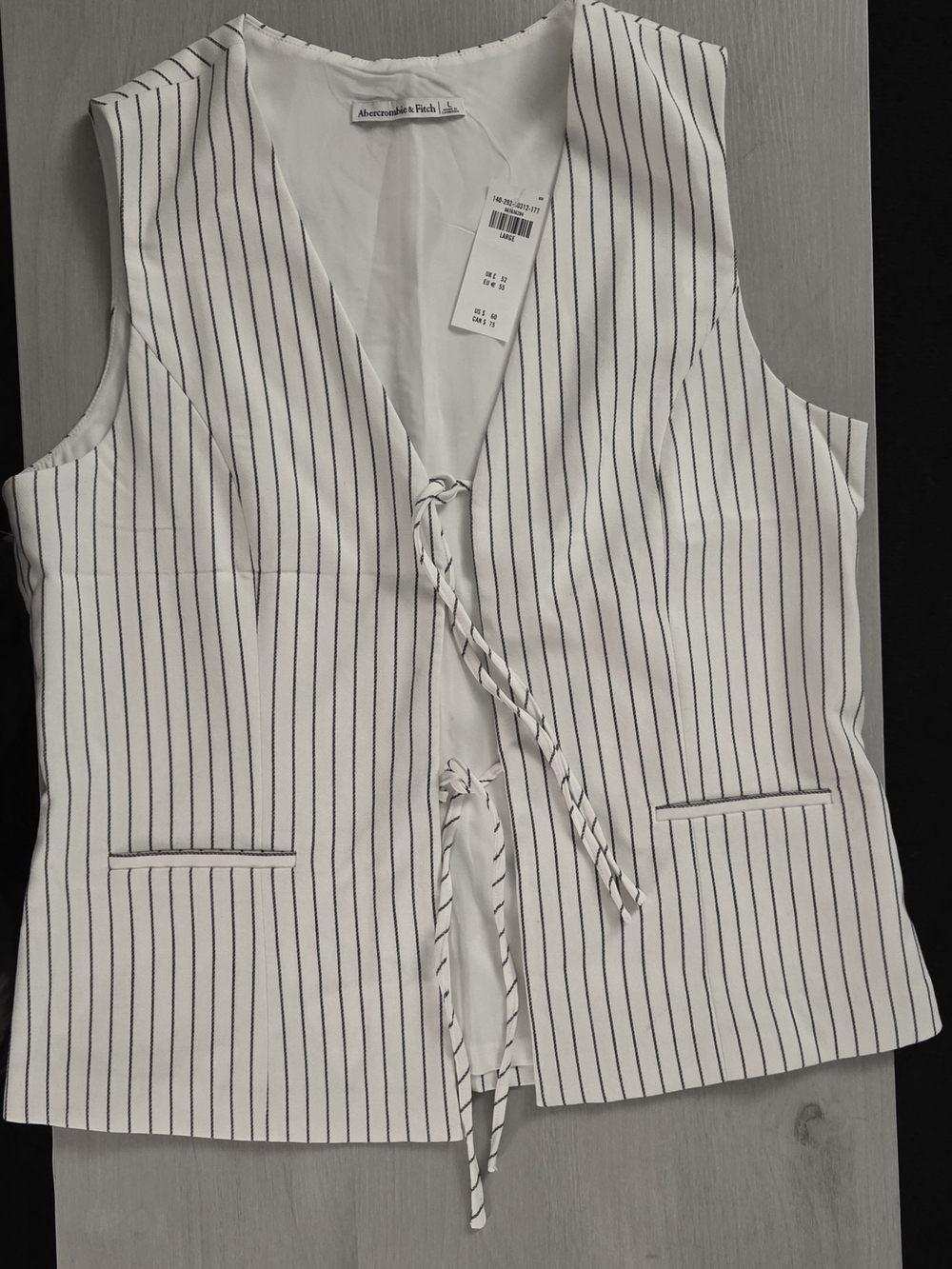 Abercrombie & Fitch White Vest with Black Pinstripes